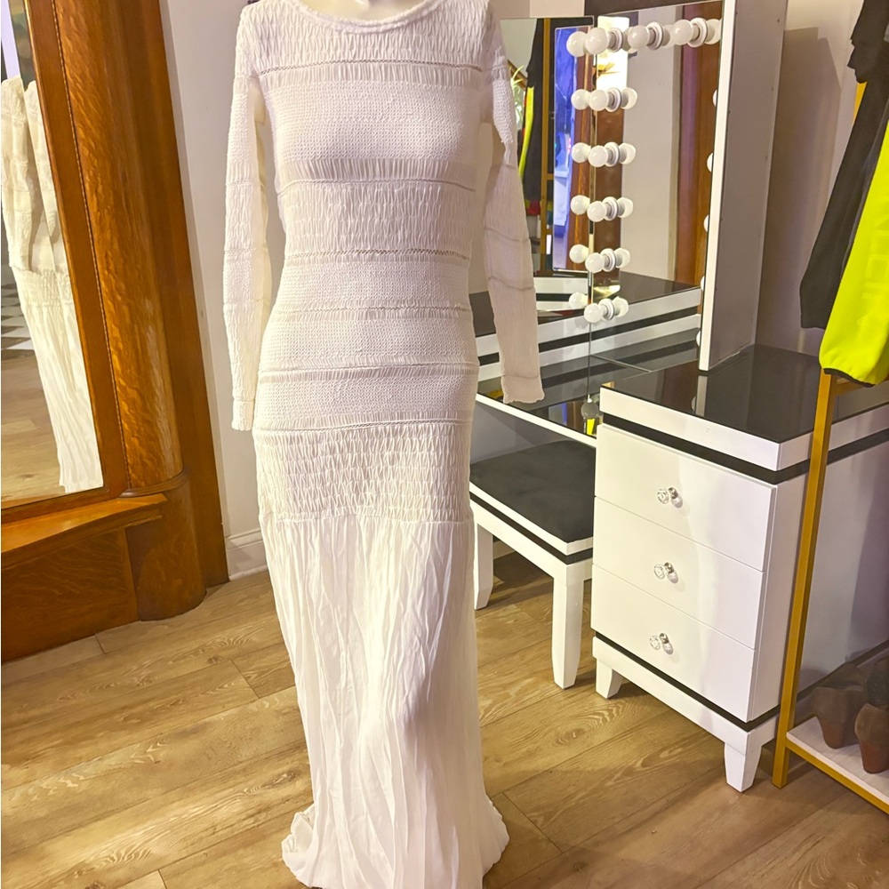 BNWOT IRO DANIA WHITE CREPE DE CHINE MAXI DRESS SIZE EU36/ UK8/ US4